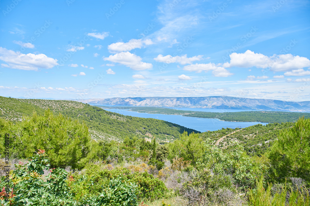  Panoramatic view of Hvar Island from hills near Brusje, Hvar, Croatia                                                            