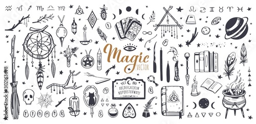 Fotografia Witchcraft, magic background for witches and wizards