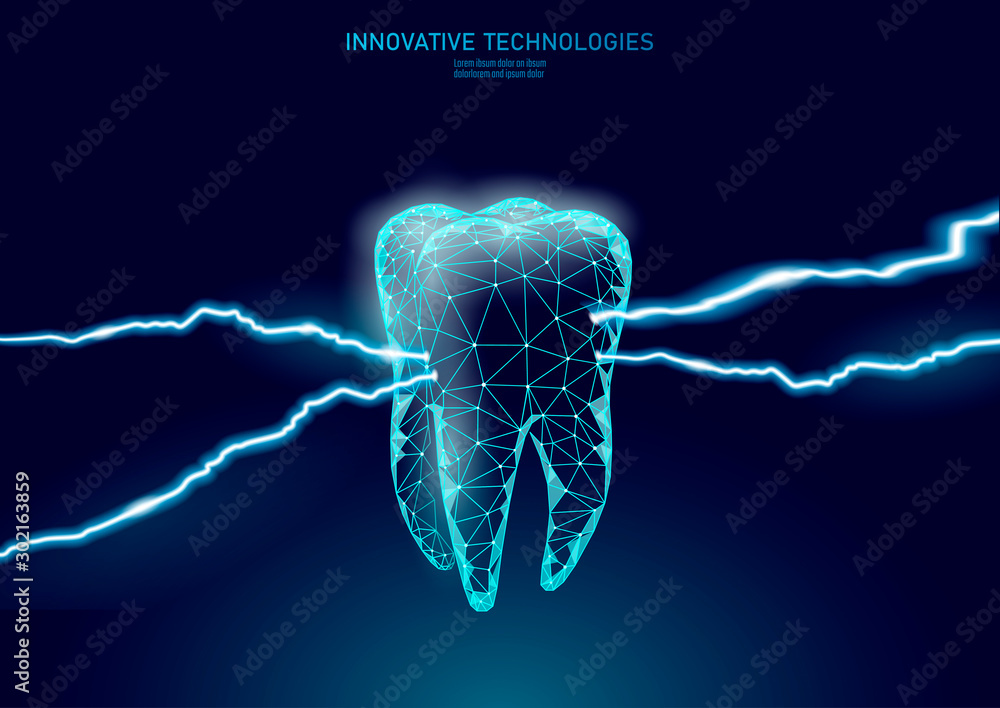 Tooth cavity chronic disease painful concept. Medical help therapy treatment. Innovation laser