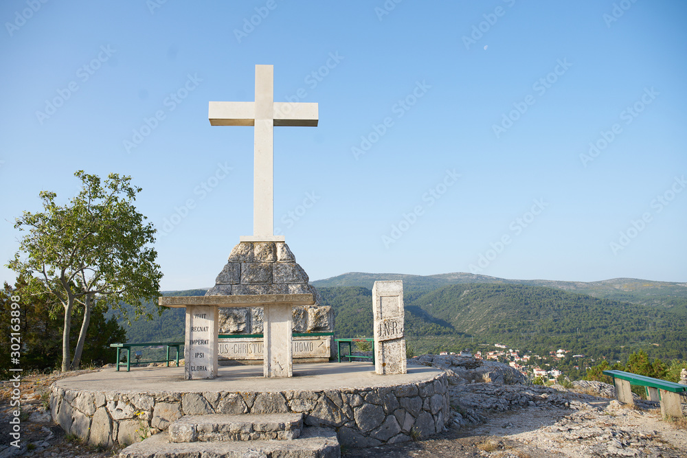 cross on Glavica hill, Stari Grad, Croatia