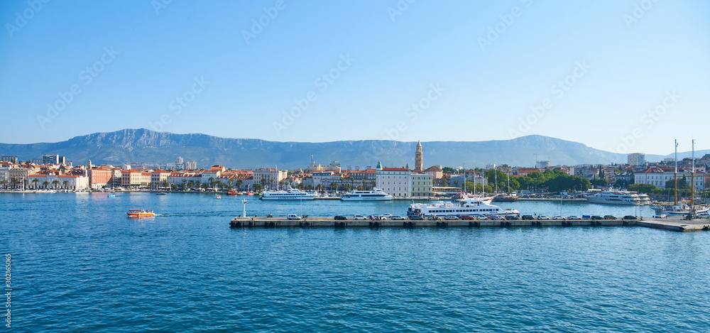 Split/Croatia - June 2019: Split harbour and marina                              
