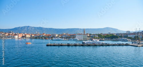 Split/Croatia - June 2019: Split harbour and marina                              