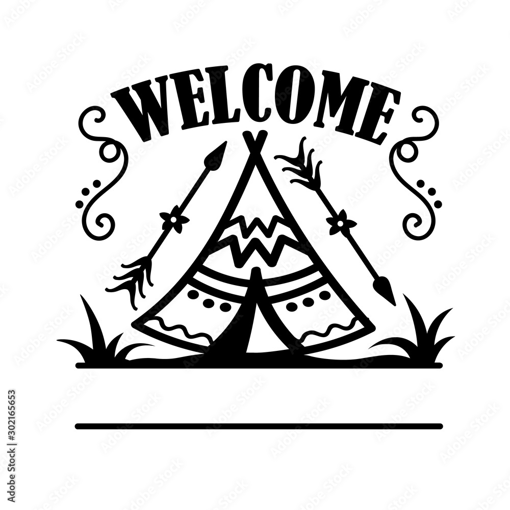 Welcome sign. Camping tent clip art. Monogram frame. Isolated on transparent background. Welcome sign. Camping tent clip art. Monogram frame. Isolated on transparent background.