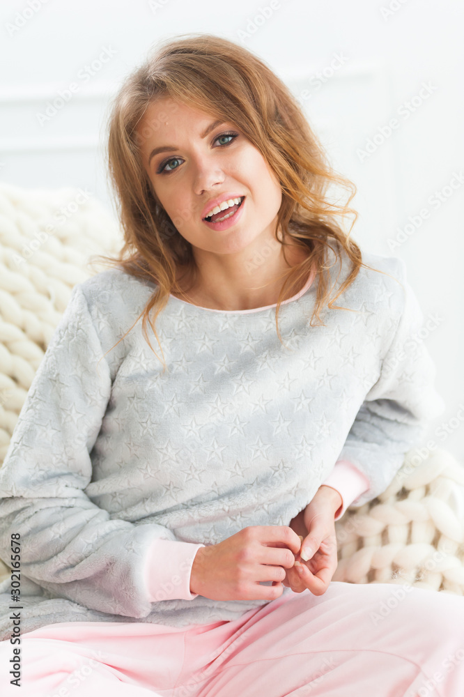 Morning portrait of beautiful smiling woman Morning portrait of beautiful smiling woman