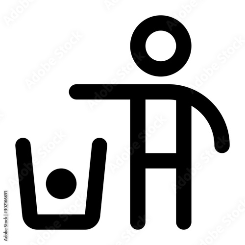 Throw Garbage Line Icon Vector