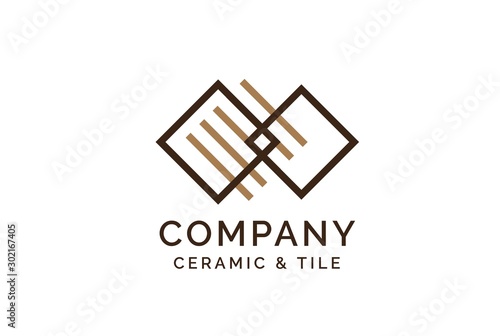 Geometric ceramics and tile floor industry logo design vector graphic