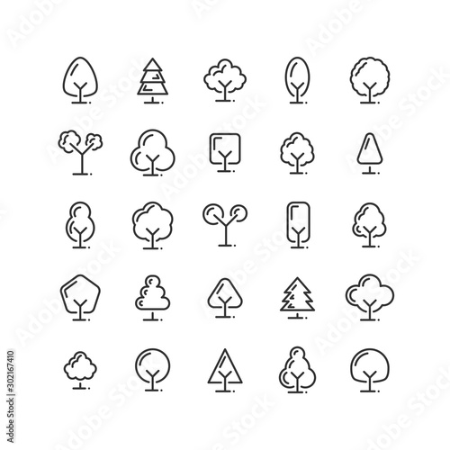 Tree outline icon set. Vect...