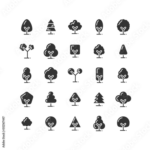 Tree solid icon set. Vector...