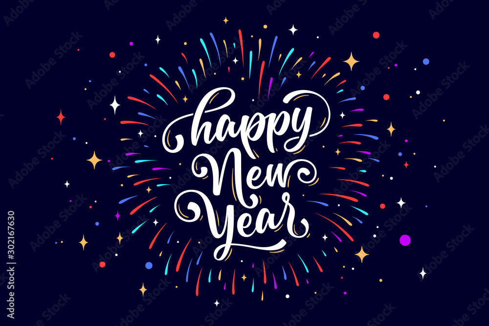 Plakat Happy New Year. Lettering text for Happy New Year