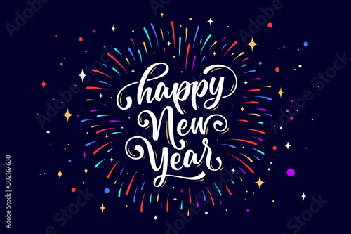 Happy New Year. Lettering text for Happy New Year