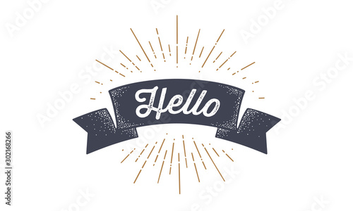 Flag Hello. Old school flag banner with text