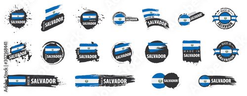 Salvador flag, vector illustration on a white background
