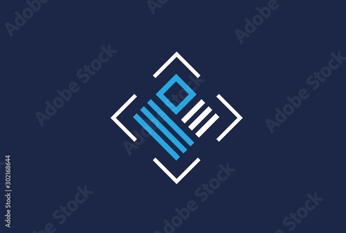 Geometric ceramics and tile floor industry logo design vector graphic