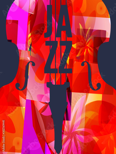 Canvas Print Jazz music festival poster with violoncello vector illustration design