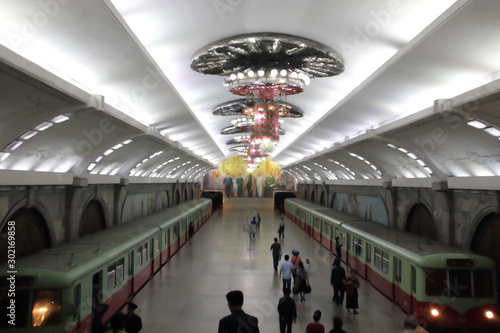 Puhung metro station in Pyongyang with West German U-Bahn cars (North Korea)
