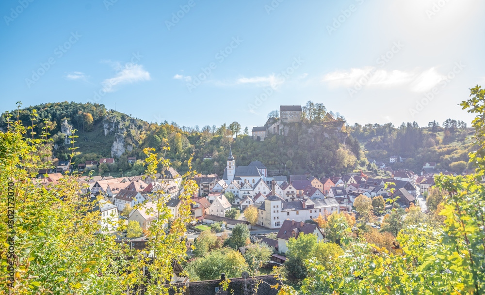 Pottenstein, Fränkische Schweiz, Blick auf Burg Pottenstein