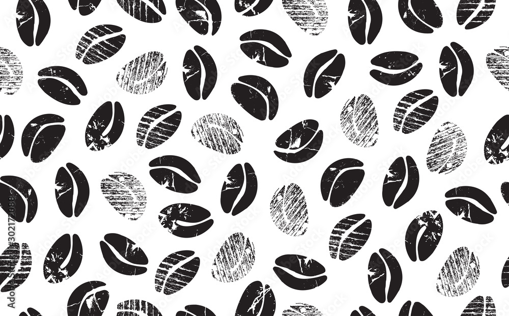 Abstract Coffee Beans on White Background. Coffee Pattern. Grunge style. Vector illustration. Abstract Coffee Beans on White Background. Coffee Pattern. Grunge style. Vector illustration.