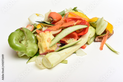 Bild auf Leinwand Food waste from domestic kitchen Responsible disposal of household food wastage