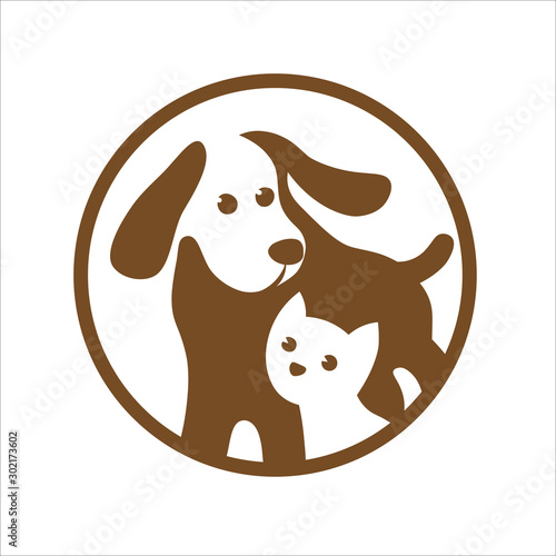 Dog and cat pets shop logo on white