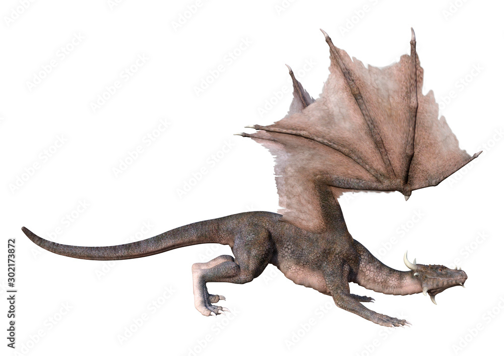 Obraz premium 3D Rendering Fairy Tale Dragon on White