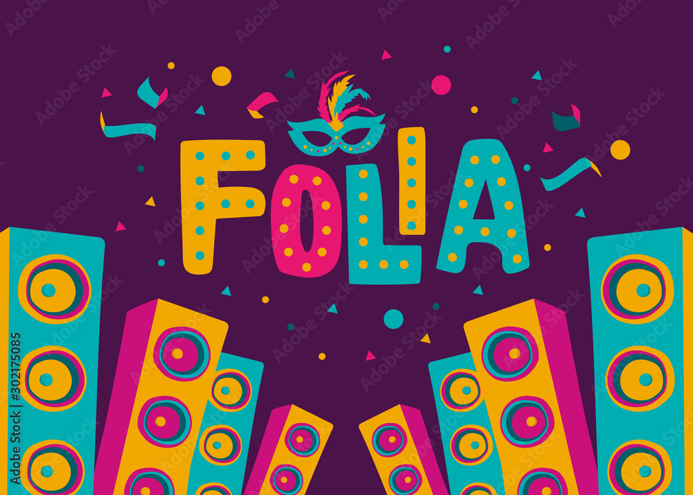 Carnival card or banner with typography design, confetti and hanging flag garlands. Carnival card or banner with typography design, confetti and hanging flag garlands.