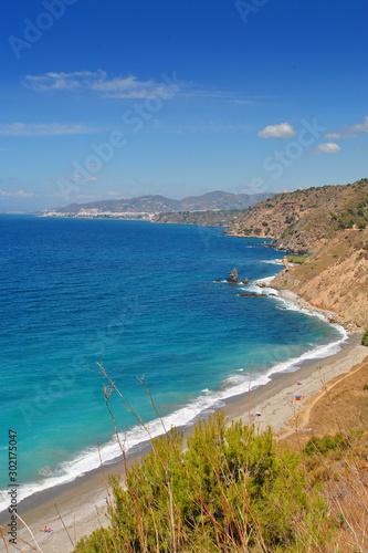 Playa de las Alberquillas  Parje Natural de los Acantilados de Maro-Cerro Gordo  Andalusia  Costa del Sol  Spain