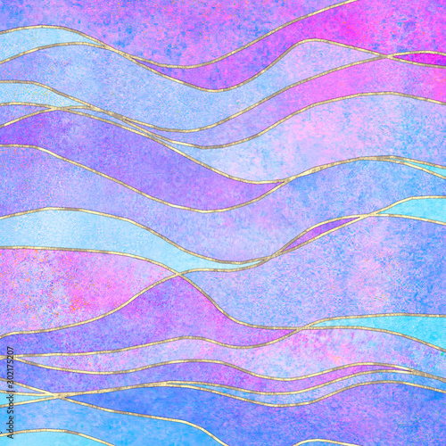 Watercolor transparent wave...