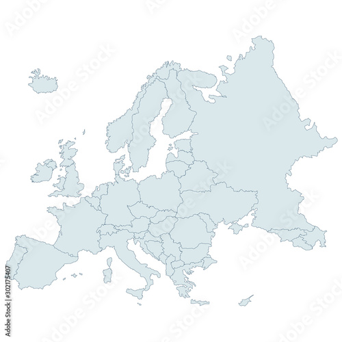 Detailed vector map of the Europe