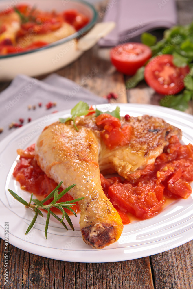 chicken leg with tomato sauce and bell pepper chicken leg with tomato sauce and bell pepper