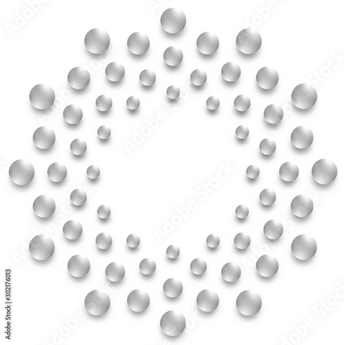 Fototapeta Naklejka Na Ścianę i Meble -  Grey glass beads isolated on white background. Round pattern. Shiny jewelry illustration.