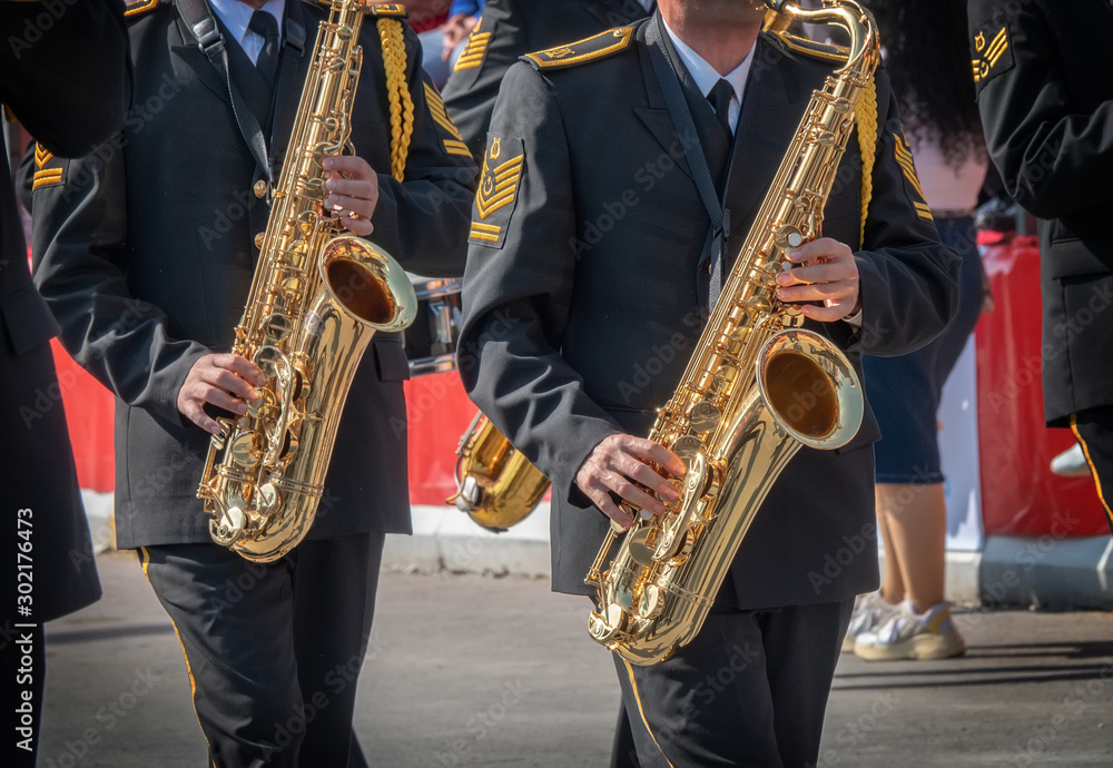 Fototapeta premium photo of brass wind instruments