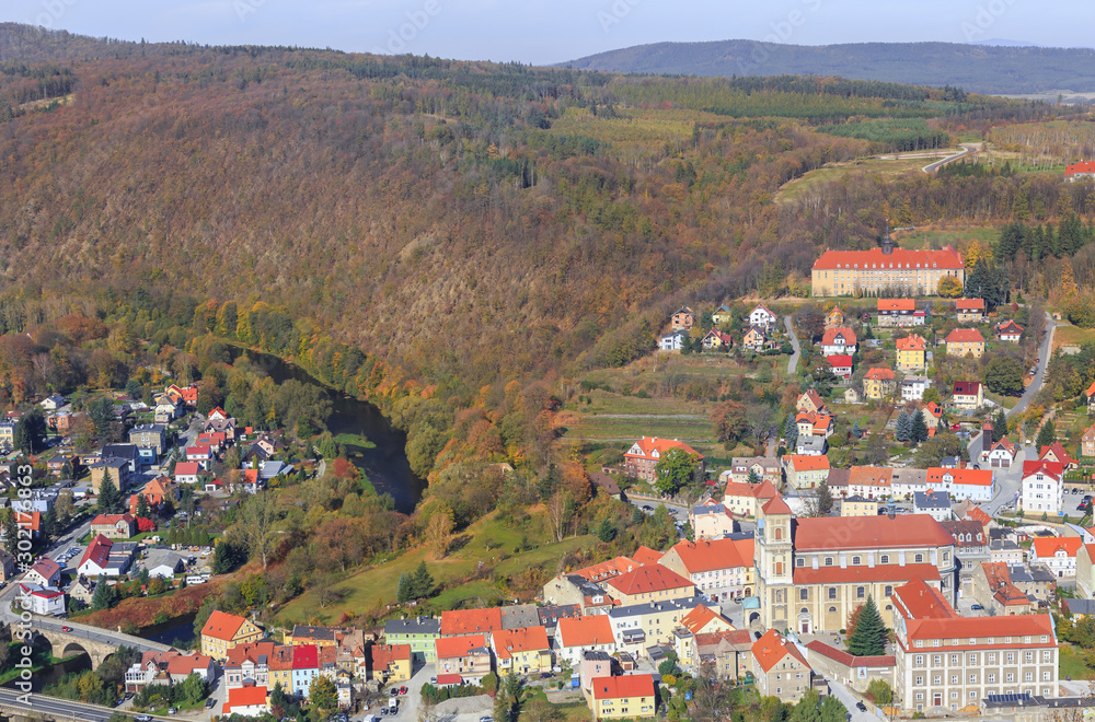 Panoramic view of  Bardo in Nysa Klodzka valley