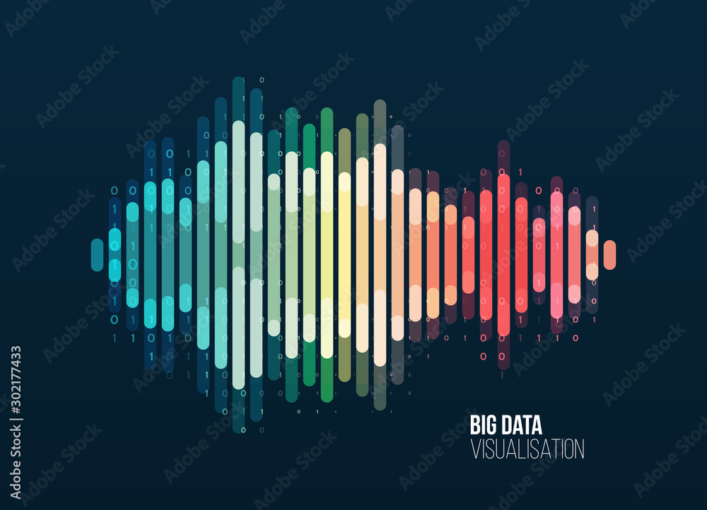 Big data visualization. Abstract background with lines array and binary ...