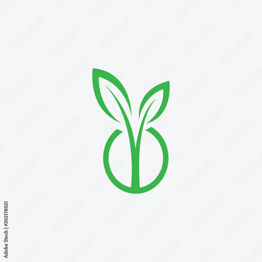 Initial O with leaf concept and Leaf concept simple logo design Initial O with leaf concept and Leaf concept simple logo design