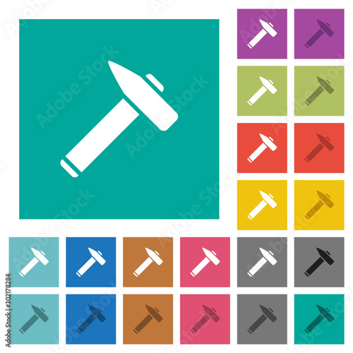 Old hammer square flat multi colored icons