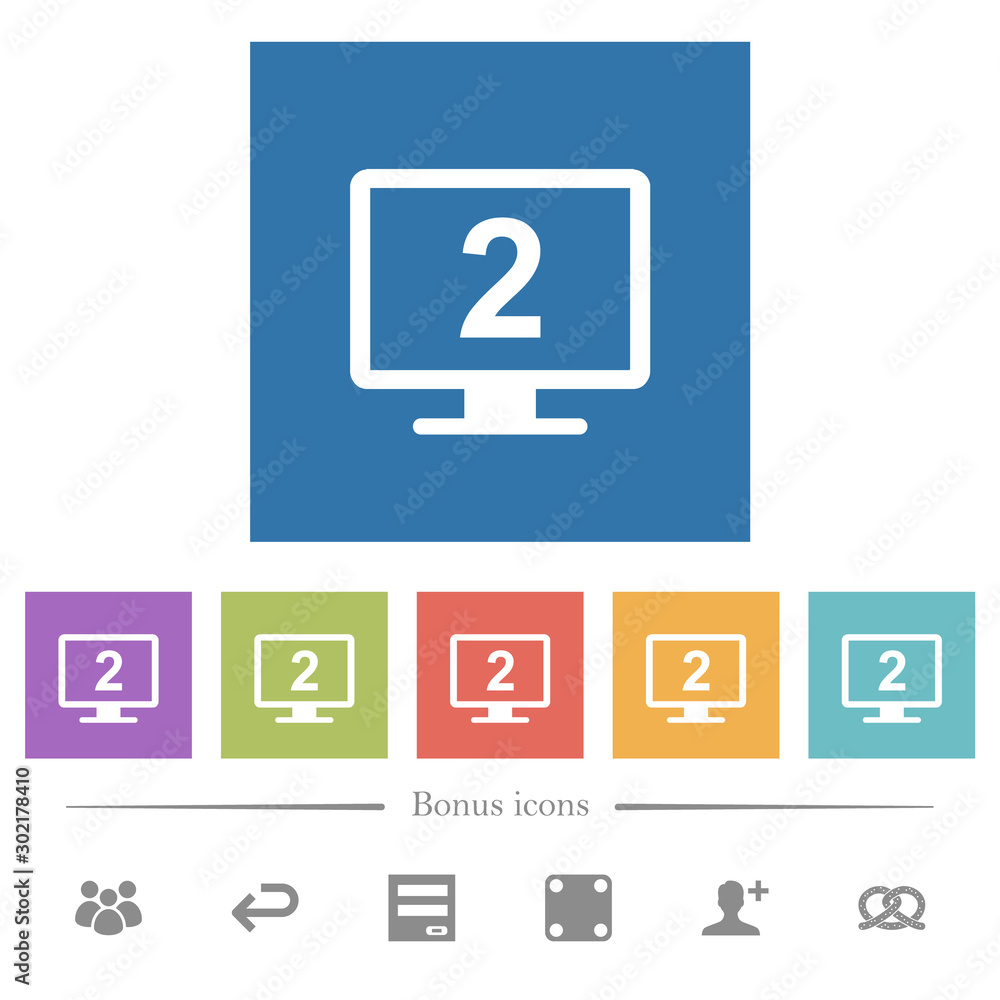 Secondary display flat white icons in square backgrounds Secondary display flat white icons in square backgrounds