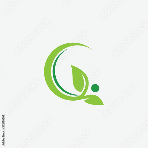 Initial O with leaf concept and Leaf concept simple logo design