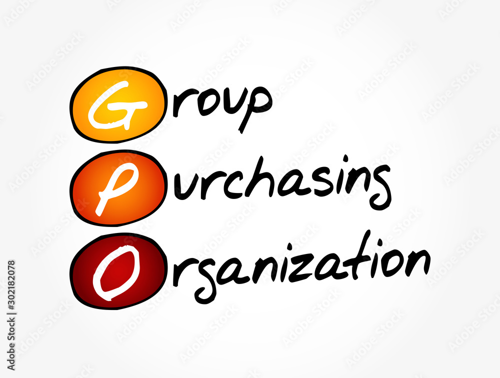 GPO - Group Purchasing Organization acronym, business concept background GPO - Group Purchasing Organization acronym, business concept background