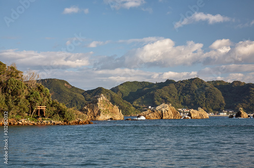 Hashigui-iwa  Bridge Pillar Rocks  at the Kushimoto. Wakayama prefecture. Honshu. Japan