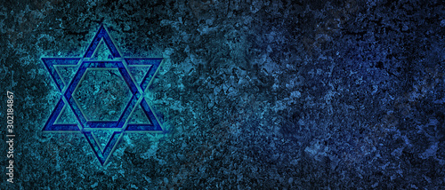 Jewish Holiday. Star of David with bleu background. Jewish holiday Hanukkah. Illustration. photo