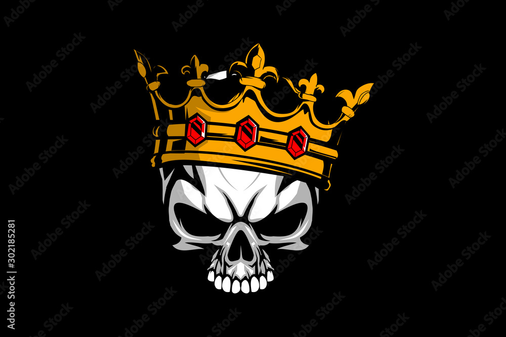 Fototapeta premium king skull head with crown vector