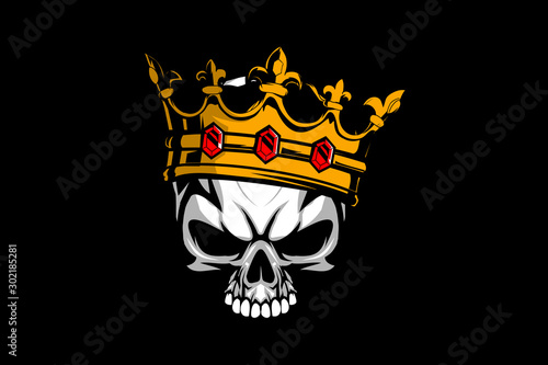 king skull head with crown vector