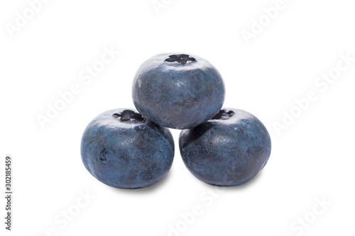 Dark blue garden blueberry berries, isolated on white background, close-up, healthy vegan food