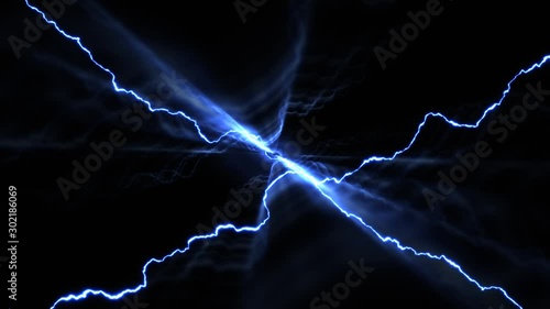 Lightning or electric charge emitted from center of screen - 3D rendering 