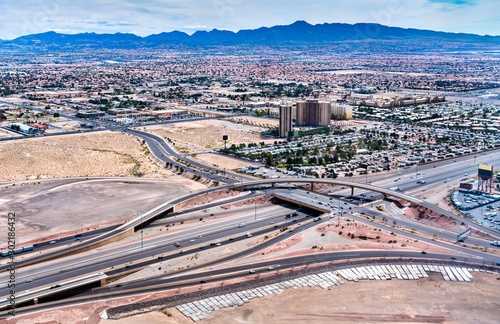 Photography Aerial view of a traffic interchange in Las Vegas