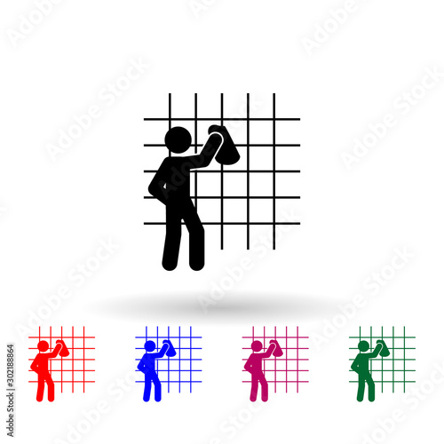Man scrubbing nolan icon. Simple glyph, flat vector of cleaning the house icons for ui and ux, website or mobile application