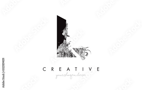 Letter L Logo Design Icon with Artistic Grunge Texture In Black and White