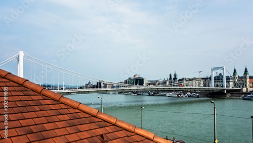 Aerial panoramic Budapest Danube river. BUDAPEST, HUNGARY. © Emoji Smileys People