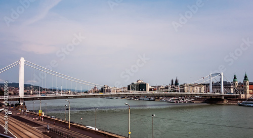 Aerial panoramic skyline view of Budapest