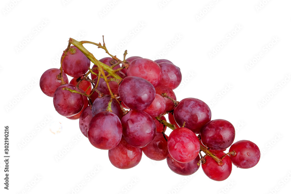 Fototapeta premium Fresh bunch of grapes on plate isolated on white background